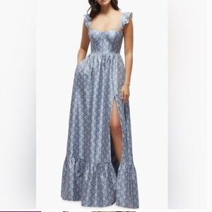 Dessy Collection Size 16R Floral Jacquard Corset Bodice Gown Elegant Floral Maxi